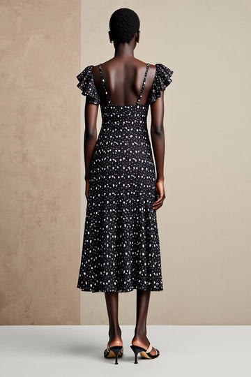 Black Floral Long Wedding Guest Dress